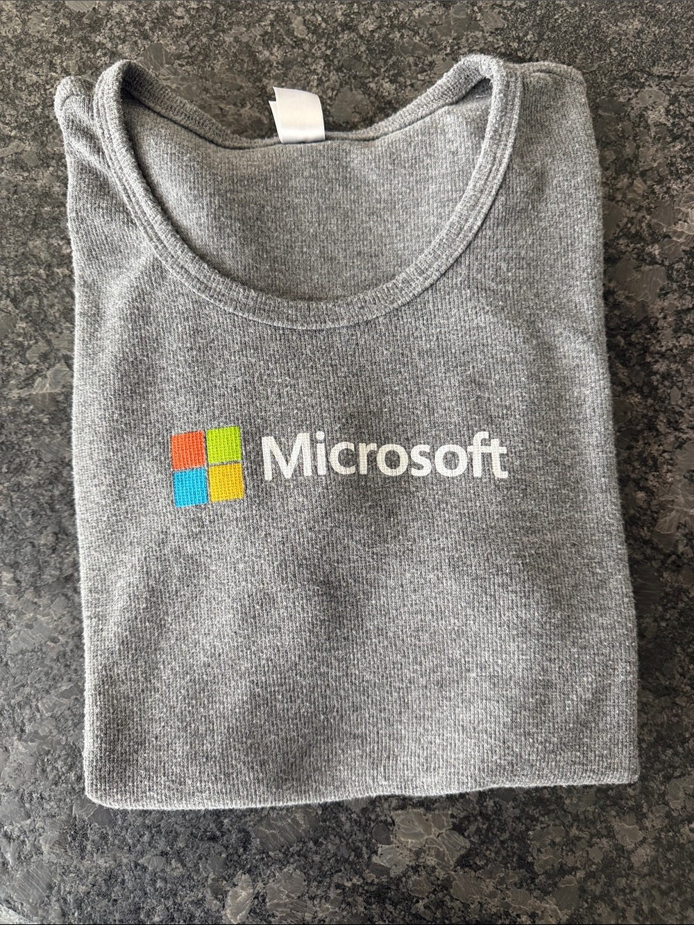 Microsoft Gray scoop neck tshirt with official Windows logo